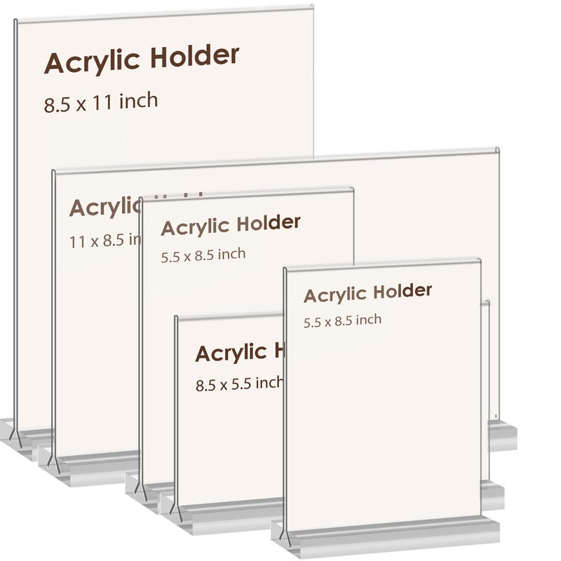 newnewshow Acrylic Sign Holder 5.5x8.5 Inch 3 Pack Vertical T Shape Double-Sided Desktop Display Holder. (Optional 8.5x11 8.5x5.5 5x7 Horizontal and Vertical) - Image 5